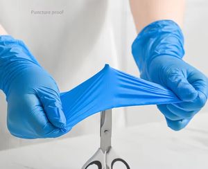 Gants en nitrile jetables bleus et blancs de qualité alimentaire pour examen médical et réparation automobile, sans poudre, boîte de 100 pièces - Product Image 3