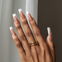 XCOATTIPS Faux Ongles à Presser Extra Longs Carrés X-Coat, Fournitures en Gros, French Soft Gel Plus Épais, Faux Ongles à Presser