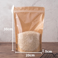 Pochettes debout en papier kraft brun pour emballage alimentaire avec sac d'emballage refermable à fermeture à glissière transparente pour fenêtre avant