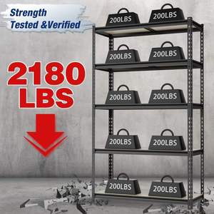 Étagère réglable sans boulons à 5 niveaux de 72 pouces de haut, durable, résistante aux rayures, rangement pour garages et cuisines - Product Image 3