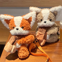 Sac à dos en peluche chiot mignon avec écharpe, sac en forme de caniche, sac à bandoulière animaux mignons Kawaii, jouet pour machine à griffes