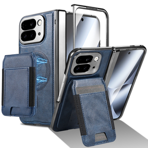 Luxury Business PU Leather Ultra Thin Magnetic Kickstand <strong>Foldable</strong> Phone Case for Google <strong>Pixel</strong> 10pro Screen Protector 360 - Product Image 1