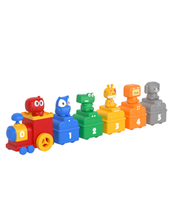 Train jouet éducatif personnalisé pour enfants, avec fonction pousser et rouler, jeu d'association des chiffres et jeu de devinettes avec boîte surprise - Product Image 1