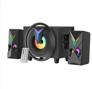 Subwoofer Estéreo USB 2.0 Bocina Para Pc Desktop RGB Luz De Madeira Jogo Computer Speaker