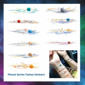 Autocollants de <span class=keywords><strong>tatouage</strong></span> <span class=keywords><strong>temporaire</strong></span> en papier coloré de Style français planète Style Hyuna Simple belle bague de bras de ligne de fille de grande valeur - Product Image 5