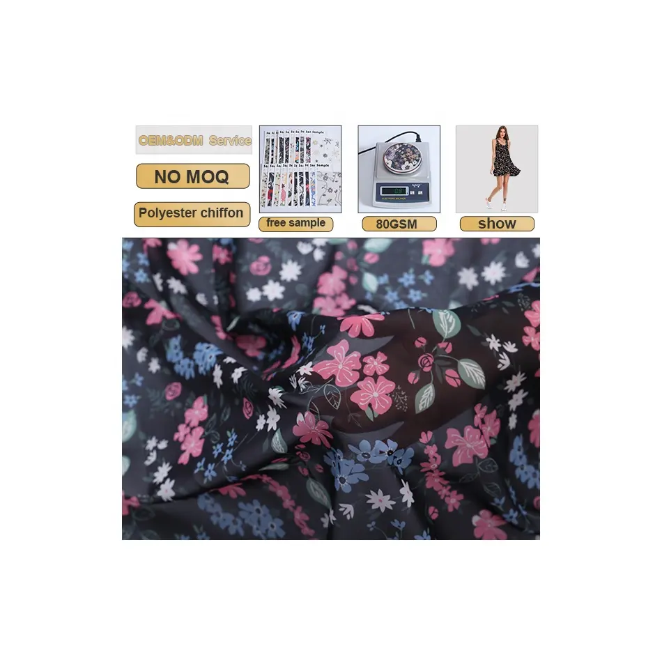 Polyester printed chiffon fabric European fashion sales support custom i service free sample