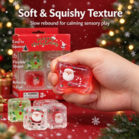 Lot de 4 mini cubes squishy pour les fêtes, thème Halloween et Noël, cubes anti-stress super solides, mini jouets souples en boîte