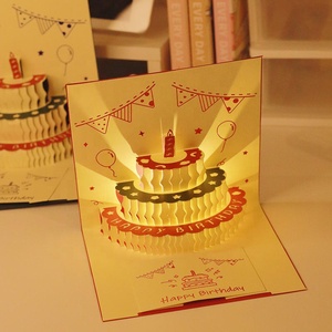 Impression de papier de chant de musique 3D bleu fantaisie <span class=keywords><strong>carte</strong></span> de voeux de joyeux anniversaire avec lumière de musique - Product Image 4