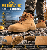Chaussures de sécurité montantes unisexe ACE avec embout en acier, doublure en maille industrielle, semelle intermédiaire en fer, tige respirante, anti-choc