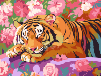 Peinture murale HJ personnalisée, style américain classique, motif animal tigre, peinture acrylique à l'eau par numéros, kits de toile durables et écologiques, sans cadre
