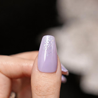 Kuku Palsu Ballet Coffin Press dengan Gradasi Ungu dan Glitter, Kuku Buatan 3D Bermotif Bunga, Dapat Digunakan Kembali untuk Wanita