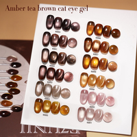 Collection 2026 Hot Sale Gel Soak Off Amber Tea Brown Cat Eyes – Kit de vernis à ongles semi-transparent effet gelée