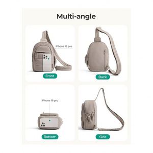 Custom Nylon Plaid Pattern Vertical Square Design Casual Single-Shoulder Crossbody <b>Backpack</b> Lightweight Sling Bag Zipper - Product Image 2