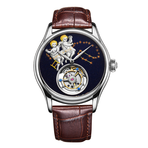 Montre mécanique de luxe Gemini Tourbillon, cadran squelette à remontage manuel avec bracelet en cuir de qualité supérieure - Product Image 2