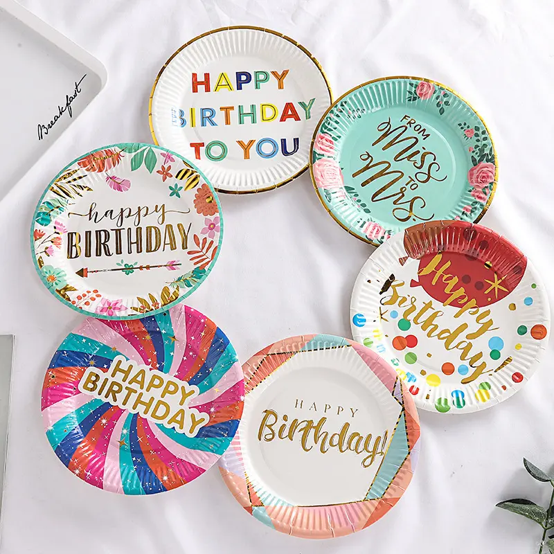 10 pièces personnalisé en forme spéciale bébé douche fête d'anniversaire décoration de Table noël vaisselle ensemble assiettes de fête en papier jetables