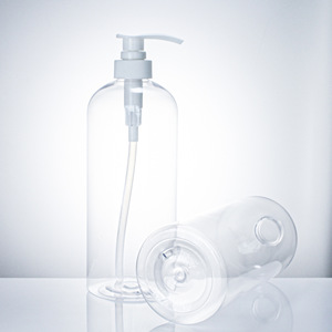 Bouteille ronde transparente 1l 32 oz, 1000ml, 32 oz, avec pompe à Lotion, blanche et <span class=keywords><strong>noire</strong></span>, ensemble imprimé personnalisé, pour shampooing, pet - Product Image 1