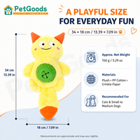 Mainan Dispenser Camilan Anjing Bahan Plush dengan Suara Kertas Kertas, Monster Kecil 34cm untuk Kucing dan Anjing Kecil, 3 Warna, MOQ 70