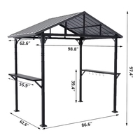 Gazebo de jardin 6x8 pieds en acier galvanisé avec étagères de rangement double face, abri pour barbecue extérieur pour cour et patio