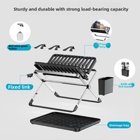Égouttoir à vaisselle de cuisine moderne et minimaliste en métal en forme de X, détachable, grande capacité, double niveau, exclusivité transfrontalière pour