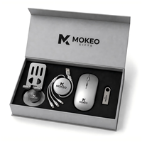 Kit d'accessoires de bureau pour entreprises : Souris sans fil, clé USB, câble de charge avec logo personnalisé pour cadeaux promotionnels et cadeaux pour employés