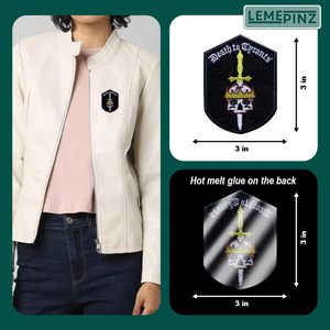 Parche Bordado de 3 Pulgadas con Diseño de Calavera y Espada de Fantasía, con la Inscripción 'Muerte a los Tiranos', para Planchar en Sombreros, Ropa, Mochilas y Jeans - Product Image 5