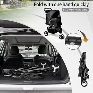 <span class=keywords><strong>Poussette</strong></span> <span class=keywords><strong>de</strong></span> voyage pliable <span class=keywords><strong>de</strong></span> luxe à 3 roues pour chat et chien, chariot <span class=keywords><strong>de</strong></span> transport portable pour animaux <span class=keywords><strong>de</strong></span> compagnie - Product Image 3
