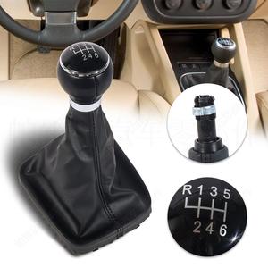 Pomo de cambio de marchas de cuero para Vw Golf 5, 6 velocidades, ergonómico, negro, diseño integrado, pomo de cambio de marchas para coche - Product Image 1