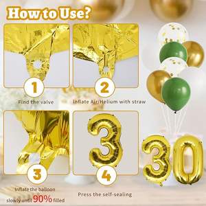 Kit <span class=keywords><strong>de</strong></span> decoraciones <span class=keywords><strong>de</strong></span> <span class=keywords><strong>cumpleaños</strong></span> <span class=keywords><strong>30</strong></span> con <span class=keywords><strong>30</strong></span> números <span class=keywords><strong>de</strong></span> globos Topper <span class=keywords><strong>de</strong></span> <span class=keywords><strong>pastel</strong></span> feliz <span class=keywords><strong>30</strong></span> globos dorados blancos verdes salvia <span class=keywords><strong>para</strong></span> hombres y mujeres - Product Image 3