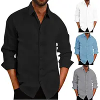Camisa de lino personalizada para hombre, Camisas blancas, venta al por mayor