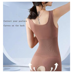 Combinaison de maintien corporel pour femme, body sculptant, contrôle du ventre, gaine amincissante, body sculptant, haut de combinaison à col en V, <span class=keywords><strong>ouverture</strong></span> à l'entrejambe - Product Image 5