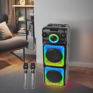 Altavoz doble <span class=keywords><strong>Subwoofer</strong></span> de 12 pulgadas, luces LED RGB amplificadas, luz intermitente colorida, accesorio <span class=keywords><strong>para</strong></span> cine en <span class=keywords><strong>casa</strong></span>, micrófono - Product Image 2