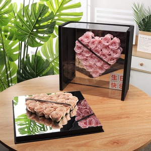 Ramo de rosas de jabón en forma de corazón en caja de espejo acrílico <span class=keywords><strong>flor</strong></span> preservada regalo para San Valentín aniversario pareja amante Fecha - Product Image 6
