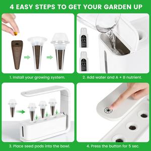 モダンホーム屋内水耕栽培ガーデン電子3ポッドプランターエアロ温室LEDライト小型スペースハーブ成長白用 - Product Image 6