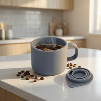 Mug à café pliable en silicone de qualité alimentaire, portable, réutilisable, pliable pour les voyages en plein air, le camping