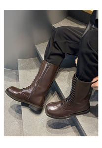 Stivaletti Casual da Uomo in Pelle con Suola Spessa, Antiscivolo, per Esterni, con Rialzo Interno - Product Image 6