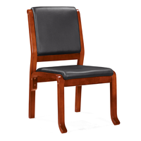 Chaise de conférence exécutive ergonomique moderne en cuir PU avec base en bois massif pour la maison ou le bureau