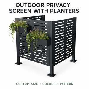 Paravent en métal découpé au laser avec jardinières, séparateur de jardin extérieur, clôture pour climatiseur, thermolaqué, vente en gros Australie - Product Image 1