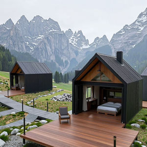 Bungalow Prefabricado Modular de Lujo en Madera con Diseño Triangular de Cristal, Apartamento, Hotel para Patio, Vacaciones, Dormitorios, Camping - Product Image 2
