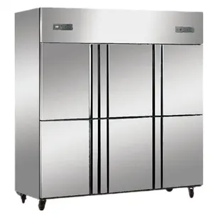 Refrigerator直立チラーステンレス鋼冷蔵庫6ドア深い冷凍庫商業