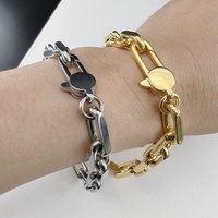 Nouveau Collier Chaîne Cubaine Hip-Hop en Acier Inoxydable Épais avec Lettres Géométriques Carrées Personnalisées sur Mesure, Argent et Or 18K