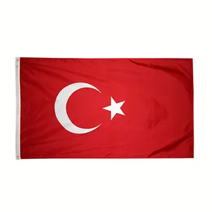 Promosi Grosir Bendera Poliester 100% Kustom 3X5 Bendera Nasional Turki Semua Negara