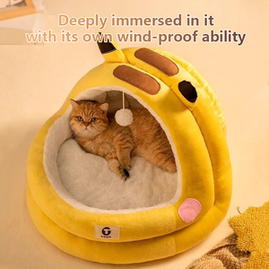 Lüks kapalı Pet mağara oyuncak yarı-kapalı kabarık sıcak yuva klasik dikdörtgen şekilli kedi yatak katı yenilik tasarım köpekler - Product Image 4