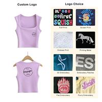 Vente en gros Fitness T-shirt sans manches Logo personnalisé Y2K Tops été blanc Sxey haut court col carré sans couture débardeur femmes