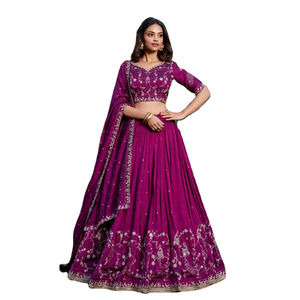 ชุดผ้าไหม vichitra เสื้อออกแบบหนัก lehenga choli - Product Image 1