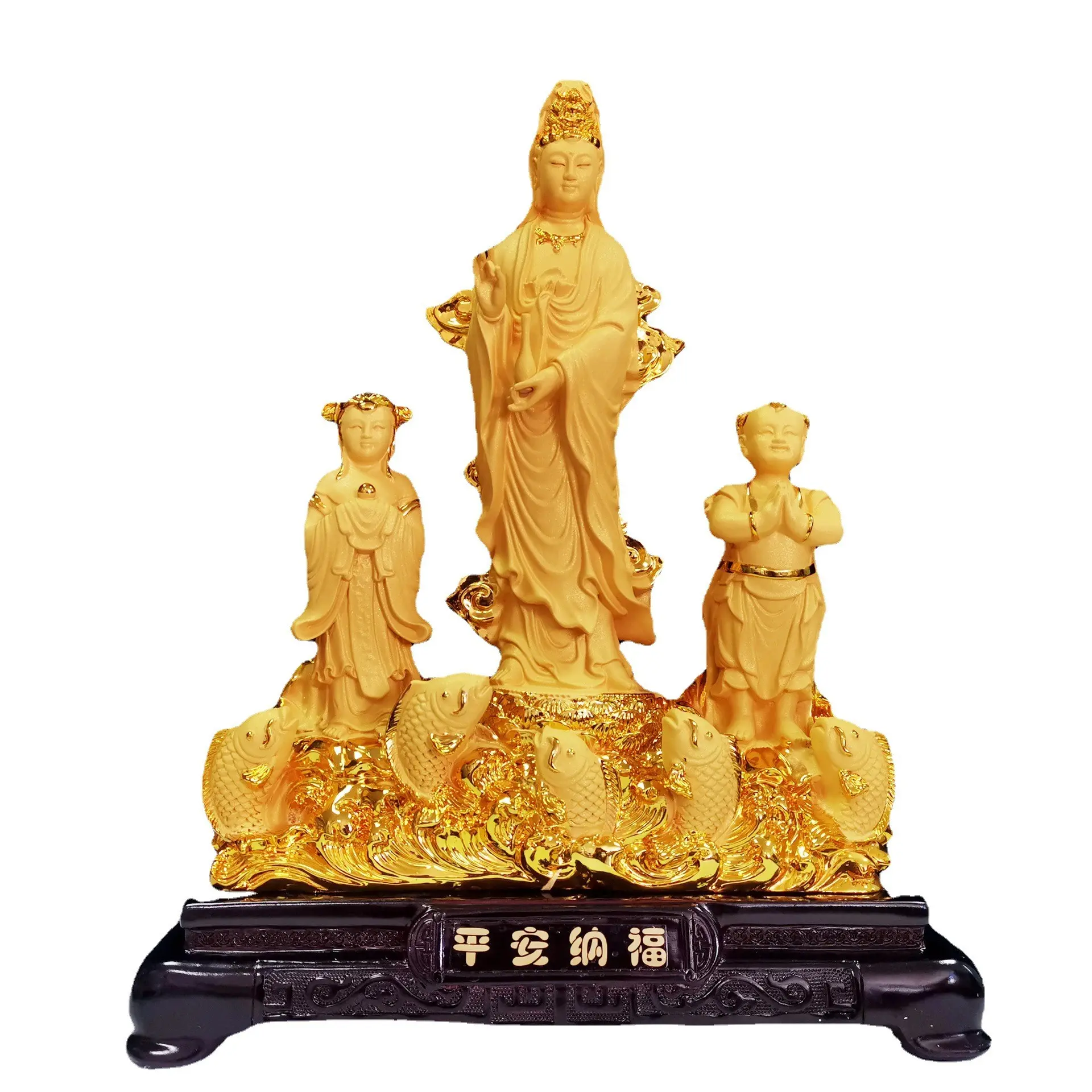 Harsen Handwerk Decoraties Nanhai Guanyin Bodhisattva Boeddha Ornament Guanyin Lotus Staande Godin Van Genade Klein Standbeeld