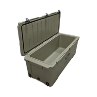 Glacière de pêche et de chasse rotomoulée 240QT avec bouchon de vidange Roues Poignées Coffre à glace pour stockage et transport de fruits de mer Bac à poisson isolé