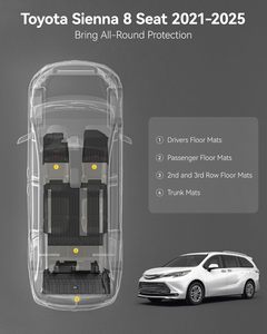 Alfombrillas <span class=keywords><strong>de</strong></span> 3W y revestimiento <span class=keywords><strong>de</strong></span> carga para Toyota <span class=keywords><strong>Sienna</strong></span> 2021-2025 LE/XLE (solo para 8 asientos) - Product Image 2