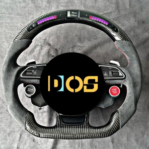 Volant <span class=keywords><strong>sport</strong></span> en fibre de carbone forgée et cuir, modifié DOS, compatible avec <span class=keywords><strong>Audi</strong></span> A4L A5 A6L A7 Q5 A3 Q3 Q7 S4 - Product Image 3