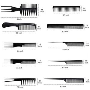 Khuyến Mại Chuyên Nghiệp Salon Làm Tóc Barber Hair Stylists Công Cụ 10 Cái Chống Tĩnh Điện Đen Nhựa Comb Tùy Chỉnh Comb Set