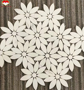 Modern Marble Flower Shape Designs Thassos White Marble <strong>Sunflower</strong> <strong>Mosaic</strong> Flower Leaf <strong>Mosaic</strong> - Product Image 2